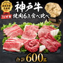 【ふるさと納税】神戸牛 焼肉 食べ比べ 6種 600g（3～4人前）ロース 中落ち カルビ 赤身 焼き肉 キャンプ BBQ アウトドア バーベキュー 但馬牛 ブランド牛 黒毛和牛 お肉 冷凍 神戸ビーフ　※12月11日以降ご入金分は、翌年1月以降の順次お届けとなります。