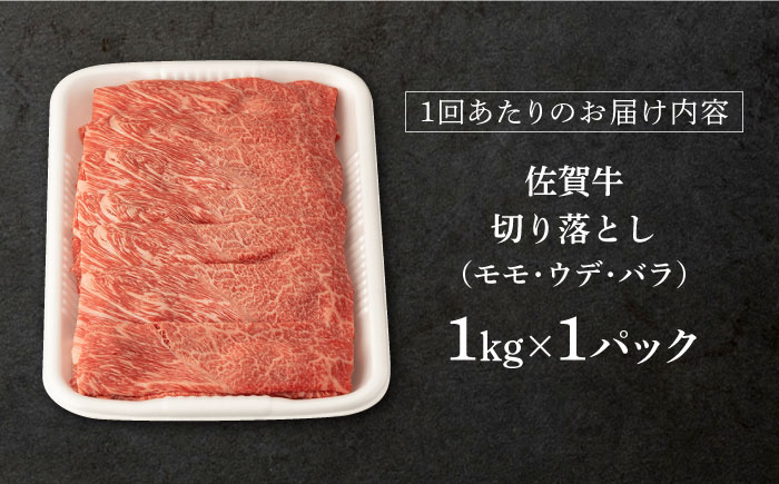 【12回定期便】 佐賀牛 切り落とし 1kg (総計 12.0kg)【桑原畜産】 NAB058