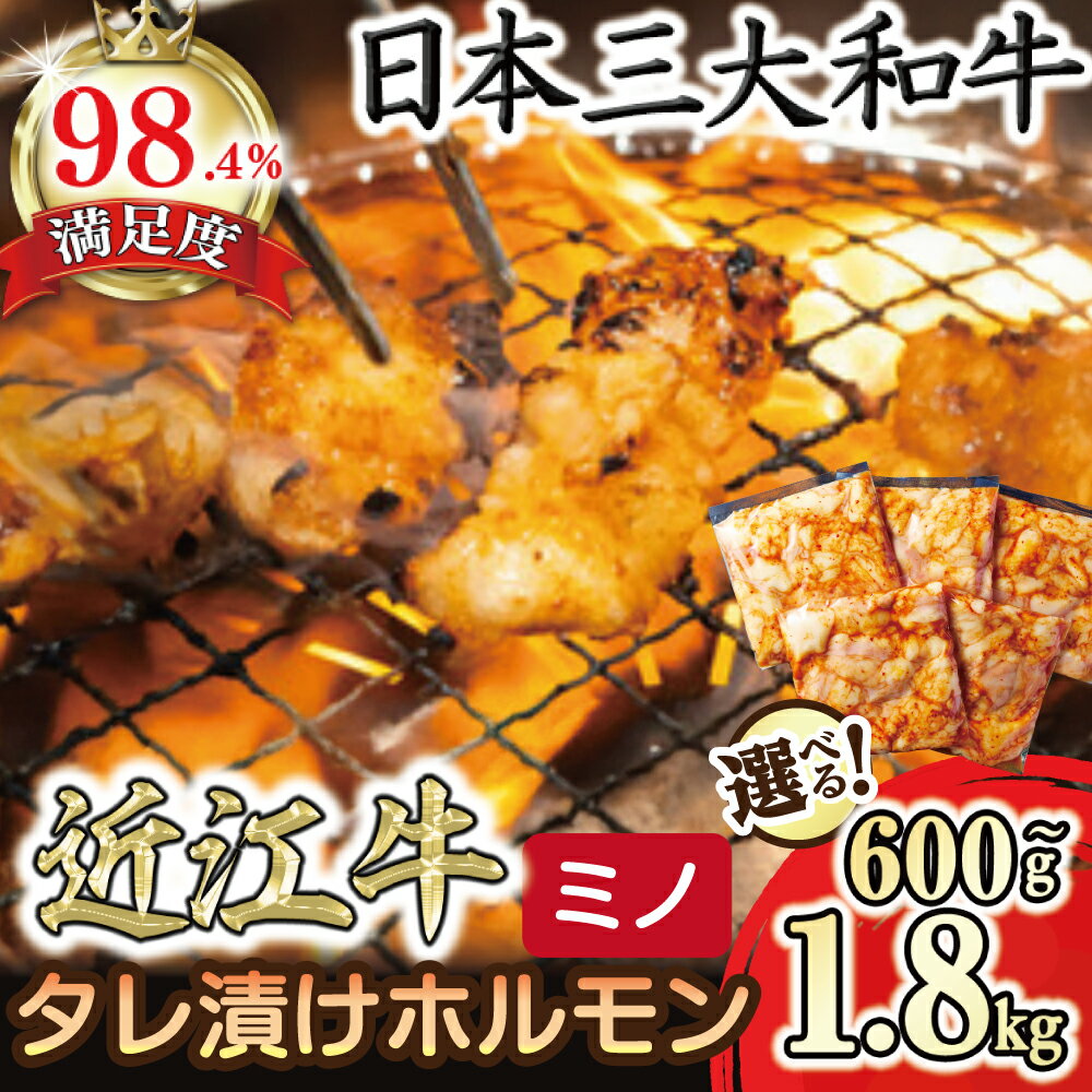【ふるさと納税】味付けホルモン　秘伝のタレ漬け　近江牛ミノ　600g～1,800g　選べる 小分けパック 便利 国産 牛肉 ブランド牛 日本三大和牛 近江牛 冷凍 送料無料