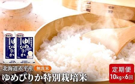 無洗米特別栽培米 北海道産 ゆめぴりか【10kg(5kg×2袋)】【定期便6回】
