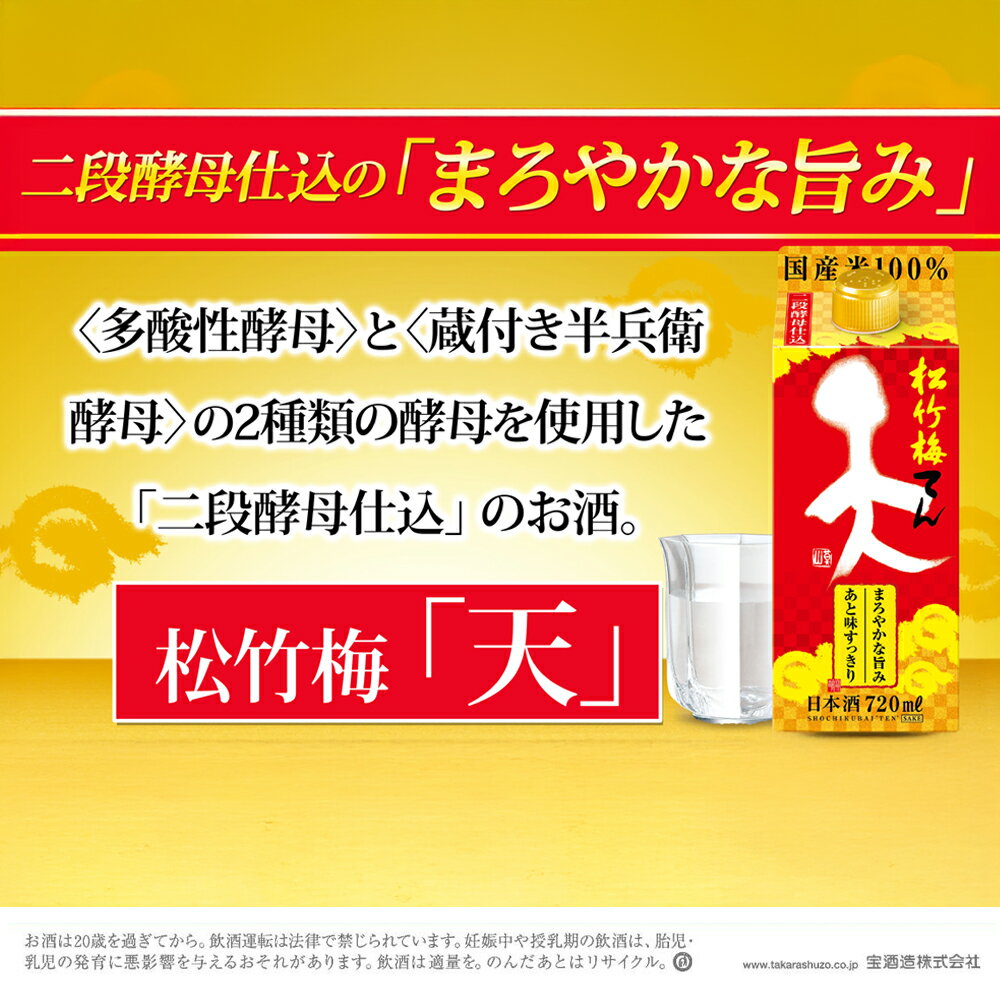 【ふるさと納税】【返礼品事業者：株式会社イズミック三重支店】松竹梅 天（てん） パック 720ml 6本【宝酒造　宝　タカラ　日本酒 清酒 酒 パック パック酒 紙パック 日本酒パック 飲み会 業務用 パーティ 家庭用 お返し ギフト プレゼント 贈答 お土産 宅呑み 家呑み】