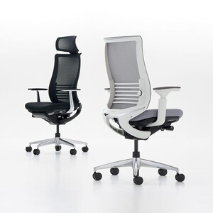 コクヨチェアー　ベゼル(プルシアンブルー)　／在宅ワーク・テレワークにお勧めの椅子 CR-2833E6GMT6-VNN ファンクショナルタイプ・可動肘・黒樹脂脚・本体黒・布（プルシアンブルー）・ポリウ