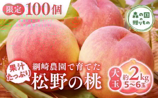【産直・人気の特産品】松野町 綱崎さんちの自慢の桃（大玉 5～6玉） ｜ もも　モモ　桃　フルーツ　果物　くだもの　果実　2kg　大玉　厳選　贈答　贈り物　愛媛　森の国　先行予約　数量限定　期間限定　※沖縄、離島への配送不可（北海道は可）　※2025年6月中旬頃より順次発送予定