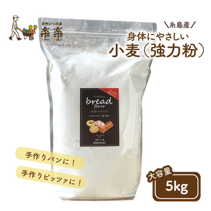 【 糸島産 小麦 使用 】 伊都のみのり (強力粉) 5kg 糸島市 / 天然パン工房楽楽 / いとしまごころ [AVC061]