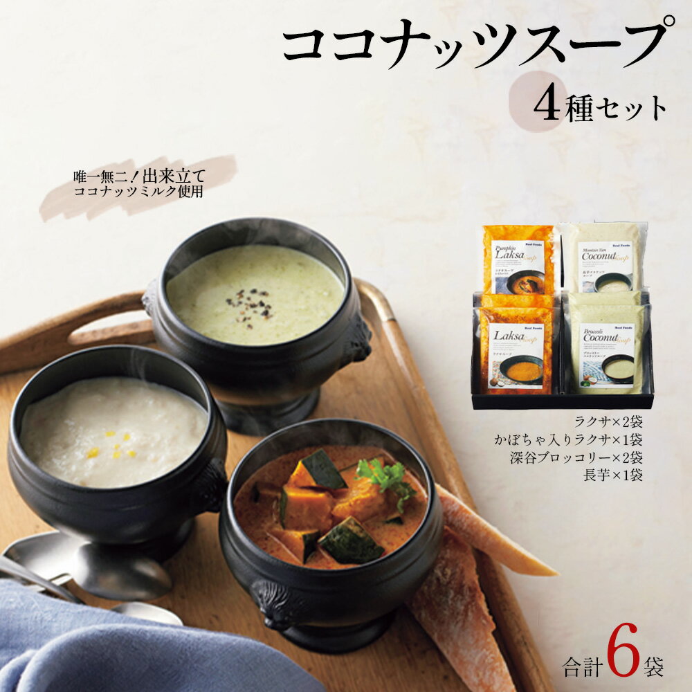 【ふるさと納税】ココナッツスープ4種 6個セット（ラクサ・かぼちゃ入りラクサ・深谷ブロッコリー・長芋）　【11218-0873】