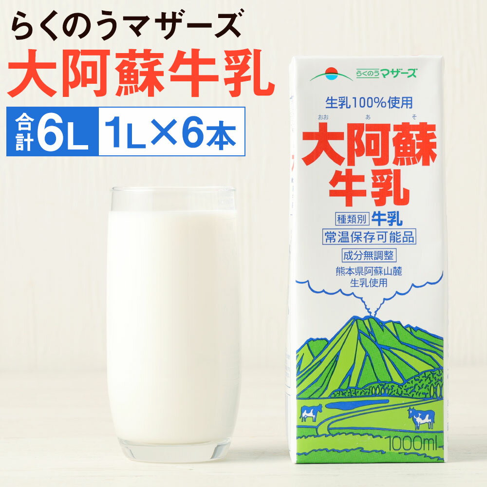 【ふるさと納税】大阿蘇牛乳 紙パック 1L×6本 合計6L 牛乳 成分無調整牛乳 乳飲料 乳性飲料 らくのうマザーズ ドリンク 飲み物 飲料 セット 常温保存可能 ロングライフ 熊本県産 送料無料