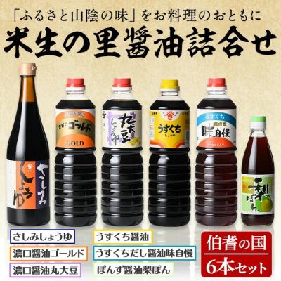 ふるさと納税 境港市 醤油詰合せ 伯耆の国 米生の里(計6本)