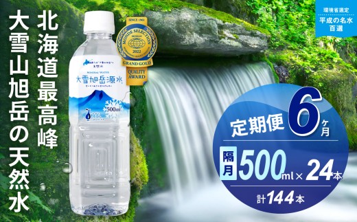 【6ヵ月定期便】≪隔月発送≫大雪旭岳源水（500ml×24本）