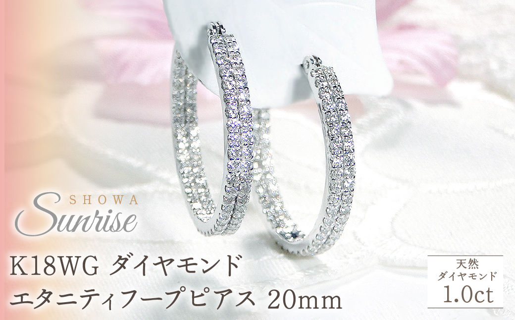 
            K18WG 【1.0ct】ダイヤモンドエタニティフープピアス【20mm】 CSP00052-18W SWAV034｜山梨県 昭和町 ジュエリー アクセサリー ギフト プレゼント 贈り物 記念日 誕生日 カジュアル フォーマル オケージョン｜レビューキャンペーン
          