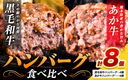 ハンバーグ あか牛 黒毛和牛 8個 クール便 黒毛 和牛 100% 生ハンバーグ 《30日以内に出荷予定(土日祝除く)》 あか牛 黒毛和牛 冷凍 牛肉 牛 ビーフ ハンバーグ