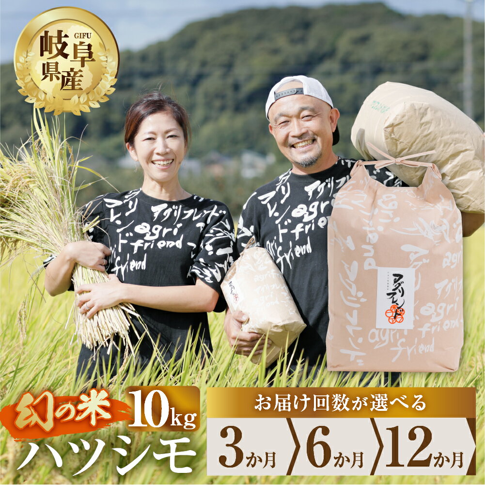 【ふるさと納税】【 定期便 】 選べる ハツシモ 10kg × 3回 6回 12回 令和8年産 2026年 先行予約 米 こめ ごはん 白米 岐阜県産 本巣市 お米 精米 旨味 甘い 和食 寿司 アグリフレンドホリグチ[mt176] 2026年11月～1回目発送