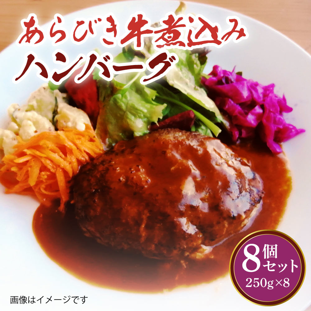 【ふるさと納税】 あらびき 牛 煮込み ハンバーグ 8個セット 250g 合計2,000g デミグラスソース 手作り 食品 おかず 惣菜 熊本県 宇城市 冷凍 送料無料