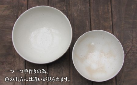 【美濃焼】鎬 麺ボウル（L＆M）セット 粉引（細）【藤山窯】【TOKI MINOYAKI返礼品】≪土岐市≫ 食器 鉢 麺鉢 盛り鉢 ボウル サラダボウル サラダ どんぶり 丼 丼ぶり ペア シンプル 