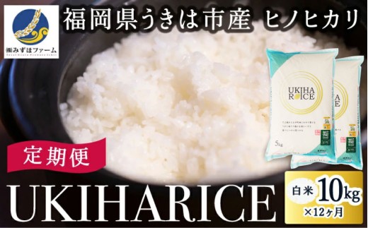 【12ヶ月定期便】みずほファーム UKIHA RICE (白米10kg×12ヶ月)  【2025年11月より順次発送予定】 米 ヒノヒカリ お米 ご飯 うきは市