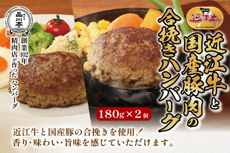 近江牛ハンバーグと近江牛と国産豚肉の合挽ハンバーグ詰合わせ 各180g×2個 合計4個 品川亭