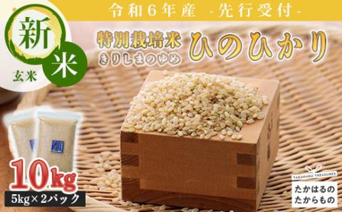 《新米》《先行受付》2024年産(令和6年産)「きりしまのゆめ」ヒノヒカリ 玄米10kg 霧島湧水が育む減農薬栽培のお米[特別栽培米 無洗米 真空チャック式 『返礼品特集20000円以下』-宮崎県高原町] TF0630-P00026