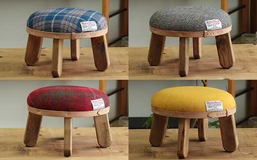 
            BR【HARRIS TWEED】ラインタータンチェック まぁるいスツール 子供 椅子 イス キッズ 各4色　
          