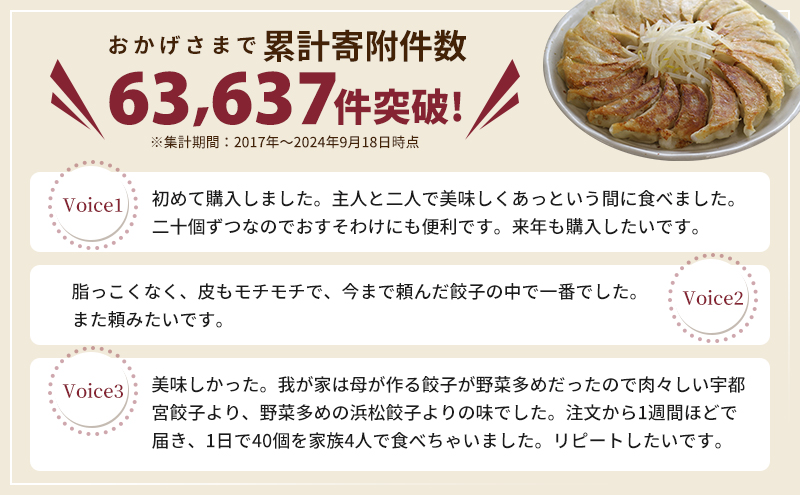 無添加 浜松餃子 80個 (20個×4) 知久屋 国産 冷凍餃子
