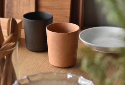 【Hacoa】食卓に温もりを添える天然木チェリーのコップ「Wooden Cup」