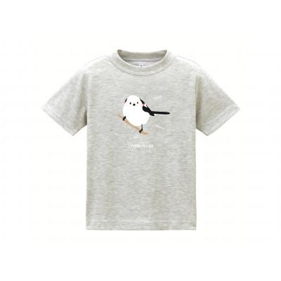 ふるさと納税 小清水町 モンベル×小清水町コラボウイックロンTシャツKids「シマエナガ」 ヘザーチャコール　100