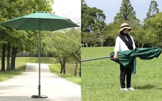 アルミパラソル 240cm グリーン （ CD：37850 ） クランクハンドル式 アウトドア 庭 ガーデン テラス ガーデンパラソル 日除け アルミ製 おしゃれ 50 PM