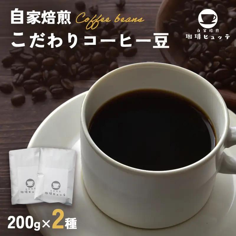 自家焙煎珈琲 こだわり コーヒー豆 400g （200g×2袋） 
