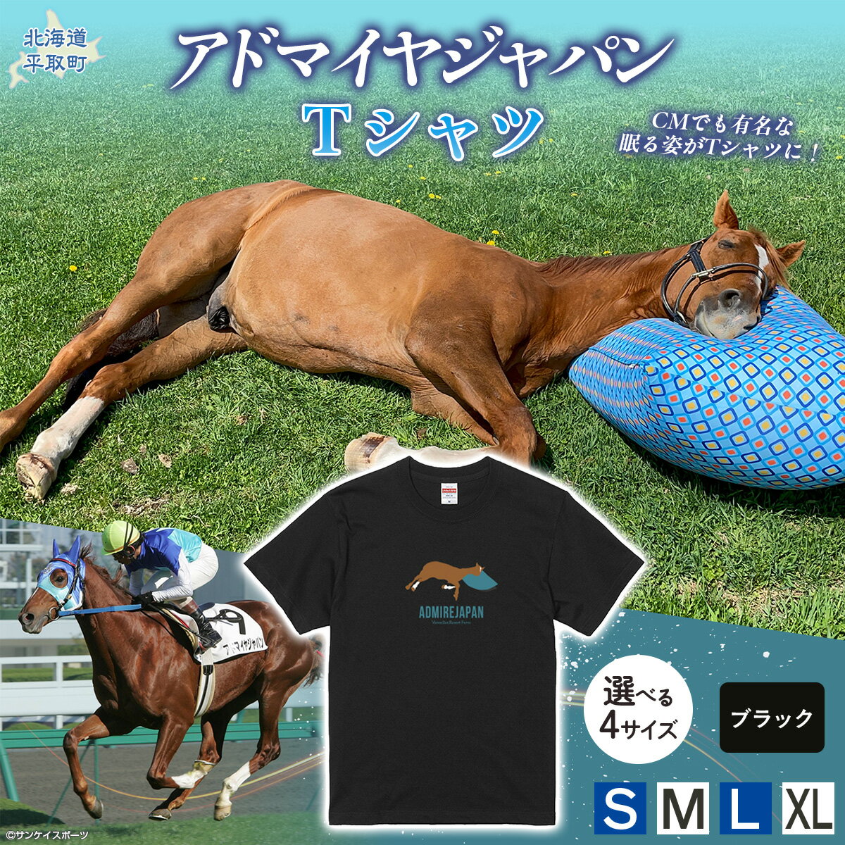 【ふるさと納税】【アドマイヤジャパン×Yogibo】Tシャツ（ブラック）選べる4サイズ【S・М・L・XL】【ふるさと納税 人気 おすすめ ランキング 馬 競馬 競走馬 引退馬 アドマイヤジャパン 日高 北海道 平取町 送料無料】 BRTV036