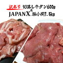 【ふるさと納税】【訳あり】JAPAN X 豚小間＆家庭用仙台牛タン(塩味) 計2.1kg　【04301-0557】