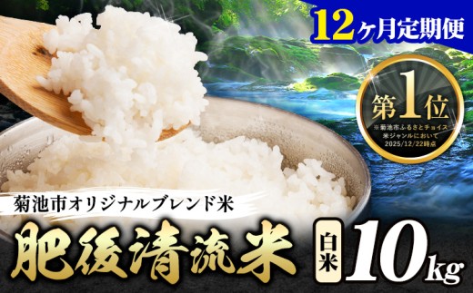 【12ヶ月定期便】熊本県産 白米 肥後清流米 10kg 熊本県産 ふるさと納税 精米 米 こめ ふるさとのうぜい コメ お米 おこめ《お申込み翌月から出荷》