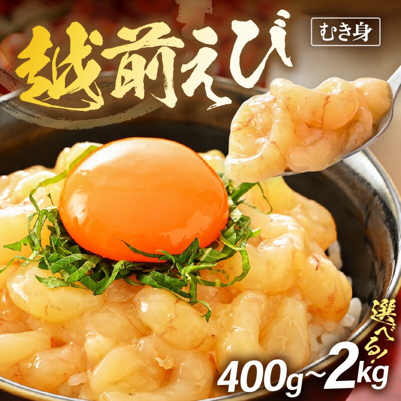 【ふるさと納税】 殻むき不要！幻と呼ばれる「越前えび」（むき身）400g（200g × 2袋）〜 背わた処理済 【天然 日本海 越前町産 鮮度抜群 国産 ブランド エビ がまエビ ガサエビ ガラエビ むきエビ 小分け えび 福井県 グルメ ギフト】