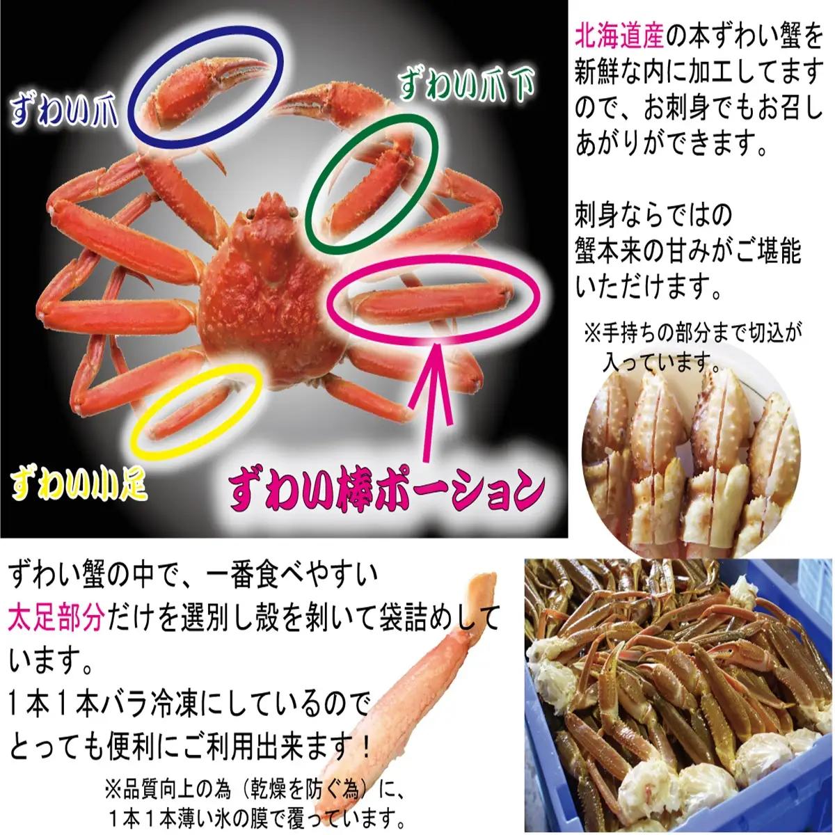 満足度で選ばれる本ズワイ蟹ポーション500g×2袋 便利なむき身　計1kg ABB003