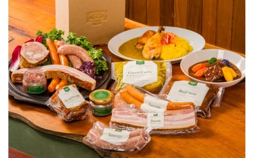 明治の館 特製 グルメセット 7種（シチュー、カレー、ソーセージ3種、ベーコン、コンビーフ）｜ ビーフシチュー グリーンカレー ソーセージ ベーコン コンビーフ 惣菜 レトルト 食材 料理 冷凍 老舗 レストラン 日光市