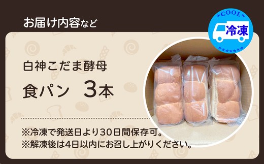 白神こだま酵母食パン（3本）　【30P3009】【岩谷製パン有限会社】