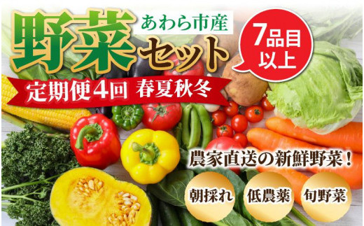 
＜定期便 4回＞ 新鮮野菜セット 1箱 7品目以上 【春 夏 秋 冬 発送】
