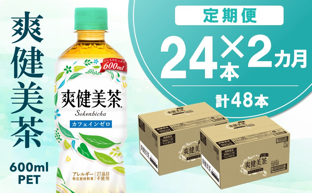 
【2カ月定期便】爽健美茶 600mlPET×24本(合計2ケース)【コカコーラ カフェインゼロ 定期便 香ばしい おいしい 国産 お茶 ハトムギ 玄米 月見草 大麦 ドクダミ 飲料 ペットボトル】 A5-C047314
