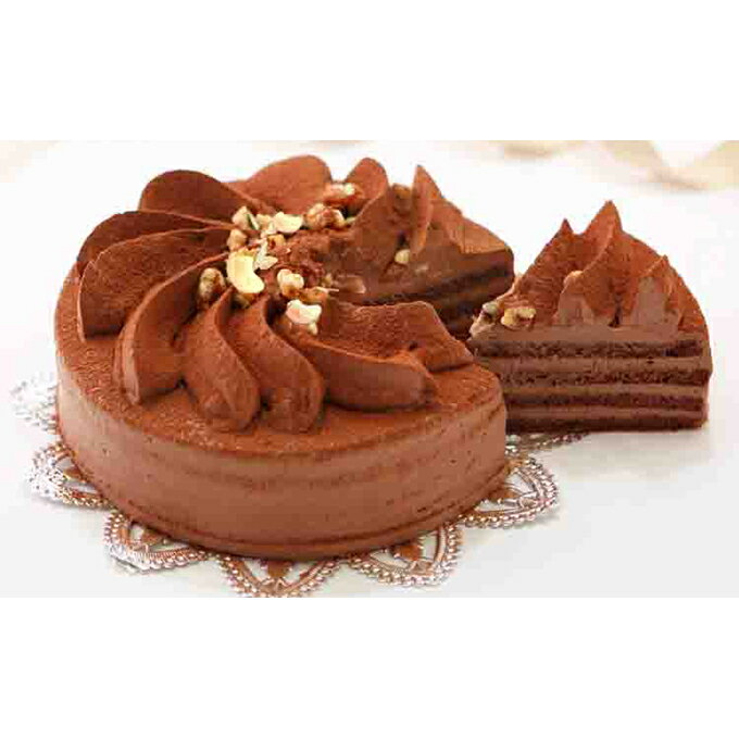 【ふるさと納税】 口どけなめらか 生チョコケーキ 『フラワーショコラ』　 北海道 新ひだか町の オリジナルケーキ チョコ チョコレート ケーキ ホールケーキ ココア ナッツ 生クリーム クーベルチュール 誕生日 パーティー お祝い 結婚祝い 冷凍