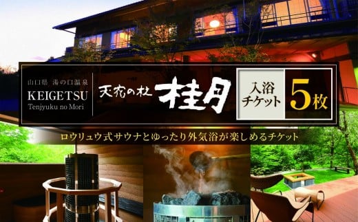 天宿の杜 桂月 入浴 チケット 5枚｜ サウナ 入浴 チケット 旅館 湯の口 温泉 部屋風呂 露天風呂 サウナ ロウリュウ 静養 美祢市 山口県 美祢 名湯 旅行