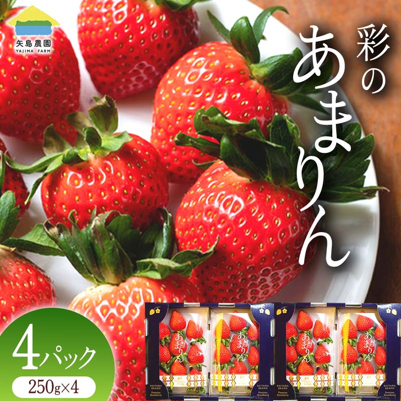 ≪先行予約≫【1月発送】埼玉県本庄市産 いちご 彩のあまりん 250g×4パック 2025年1月上旬から順次発送 苺 いちご イチゴ ストロベリー 新品種 甘い あまい 果物 フルーツ 冬 果実 デザート 食品 埼玉 F5K-468