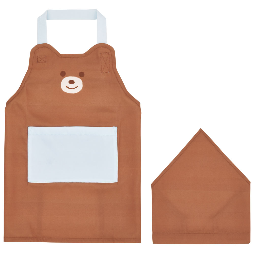 【ふるさと納税】エプロン 三角巾 2点 セット　ぬいぐるみ くま　料理 お手伝い おてつだい 子供用 KBEPS3 スケーター【キッズ 園児用 便利 汚れ防止 こども 子ども お食事 ごはん 洗濯機OK かわいい クマ】 奈良県 奈良市 なら 6-410