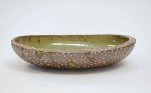 釉彩オーバル鉢 1枚 深皿 盛り皿 楕円皿 陶芸品 《受注制作》