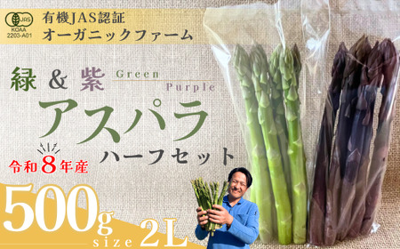 アスパラガス オーガニック パープル＆グリーンアスパラガス ハーフセット 2L 500g 【先行予約】
