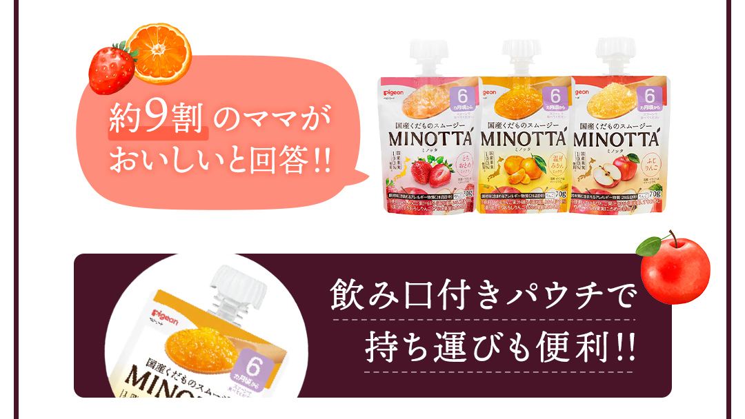 国産くだものスムージー MINOTTA（ミノッタ） ふじりんご×24個 6ヵ月頃から ベビーフード 飲料 スムージー 新生児 乳児 離乳食 国産果実 スムージー 朝ごはん おやつ くだもの 果物スムー