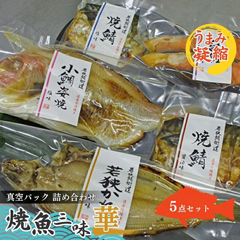 【ふるさと納税】惣菜 焼魚ざんまい 真空パック焼魚5点セット 華 若狭かれい 小鯛姿焼き 焼き鯖 魚貝類 加工食品 漬魚 福井県若狭町