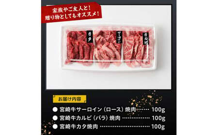 宮崎牛 焼肉 食べ比べ 3種盛 300g【 肉 牛肉 国産 宮崎県産 黒毛和牛 和牛 焼肉 バーベキュー 】