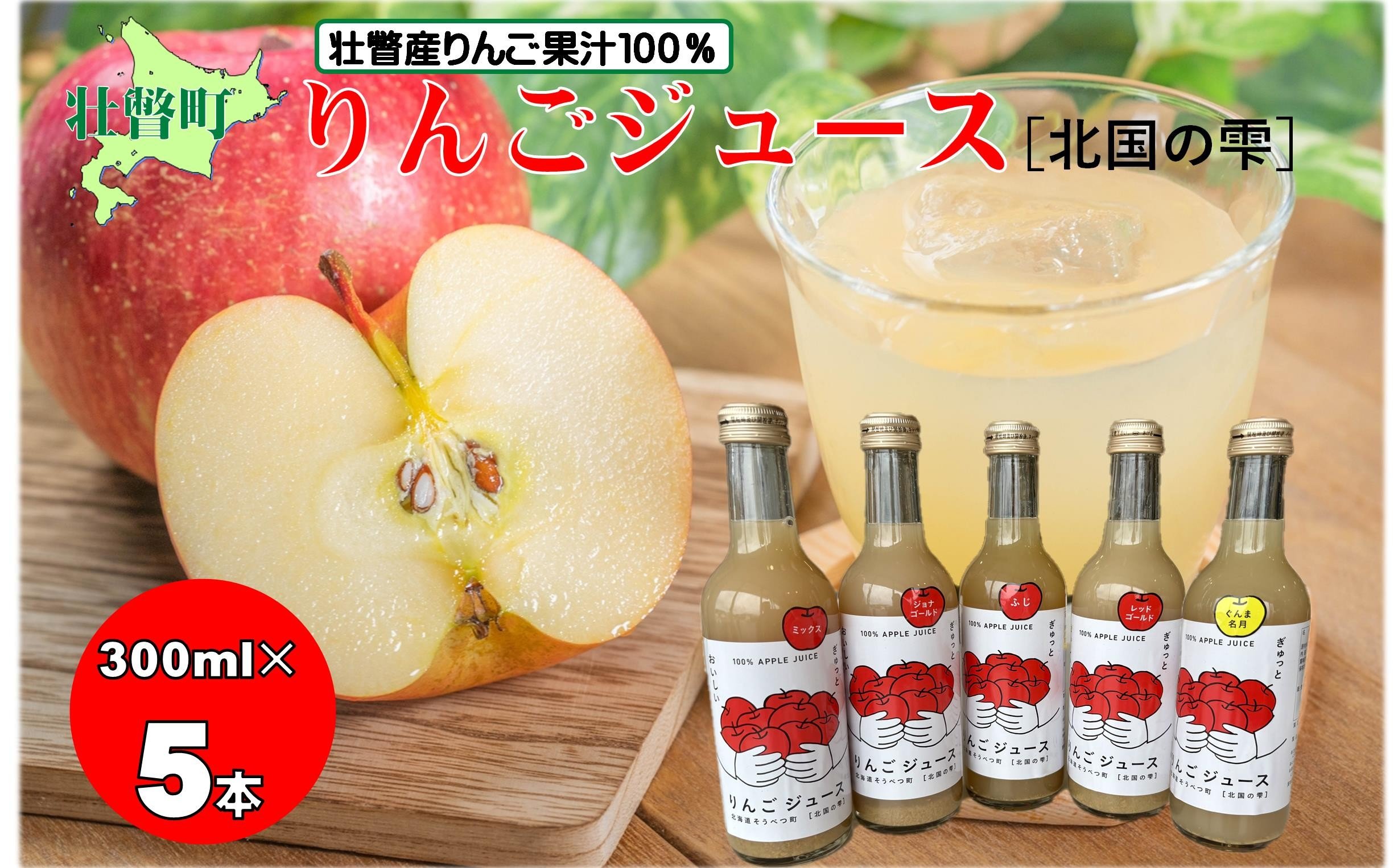 
            りんごジュース「北国の雫」(壮瞥町産りんご100%) 300ml×5本 【 ふるさと納税 人気 おすすめ ランキング 北海道 壮瞥 りんご アップル ジュース 果汁 100％ 飲料水 飲み物 贈り物 贈物 贈答 ギフト 大容量 詰合せ セット 北海道 壮瞥町 送料無料 】 SBTA082
          