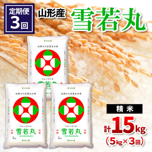 【令和8年産】 【定期便3回】山形産 雪若丸 精米 5kg×3回 FY26-258