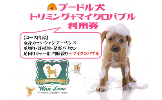 
【プードル犬】トリミング＋マイクロバブル利用券（１回）
