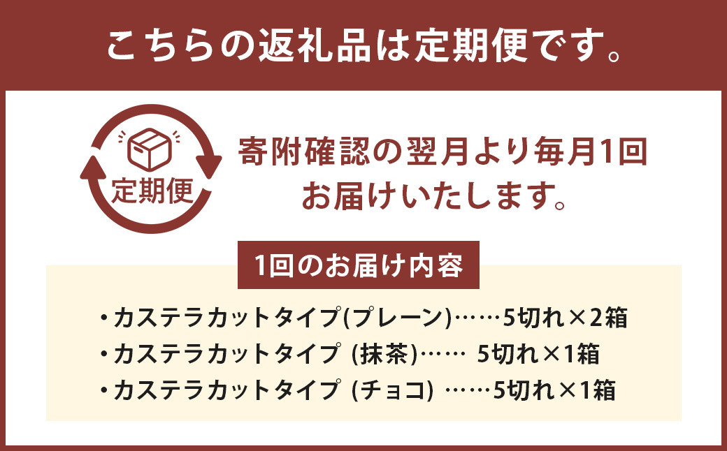 【3ヶ月定期便】 カット包装カステラ4箱入