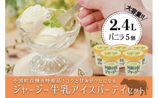 【JA阿蘇】「阿蘇小国ジャージーアイスクリーム」パーティセット2.4L(バニラ480ml×5)