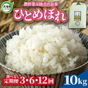 【ふるさと納税】 米 定期便 ひとめぼれ 10kg 選べる回数 3ヶ月 / 6ヶ月 12ヶ月 《 令和6年産 先行予約 》 福島県 大玉村 農作業互助会 ｜ 新米 定期 3回 6回 12回 精米 白米 60kg 120kg コメ ヒトメボレ 送料無料 ｜